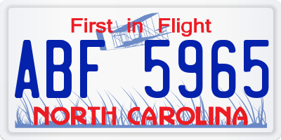 NC license plate ABF5965