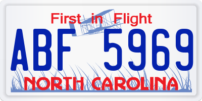 NC license plate ABF5969