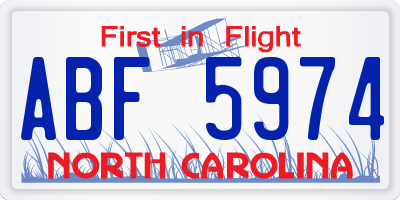 NC license plate ABF5974