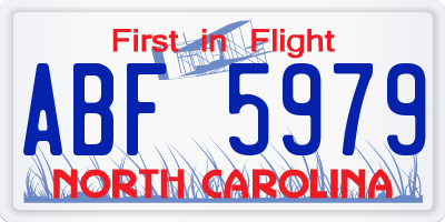 NC license plate ABF5979