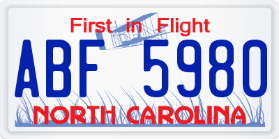 NC license plate ABF5980