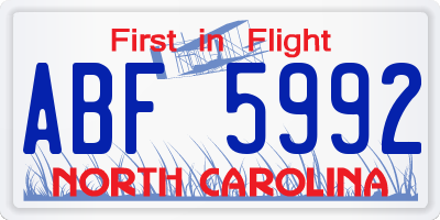 NC license plate ABF5992