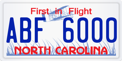 NC license plate ABF6000