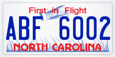 NC license plate ABF6002
