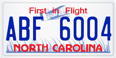 NC license plate ABF6004