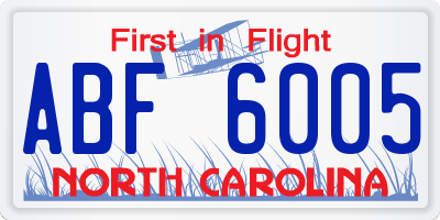 NC license plate ABF6005