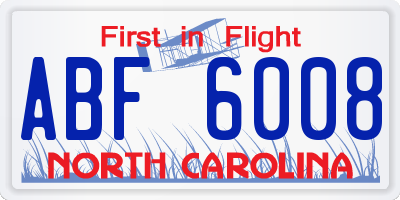 NC license plate ABF6008