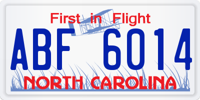 NC license plate ABF6014