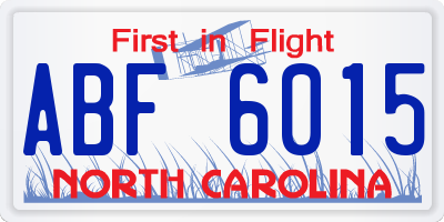 NC license plate ABF6015
