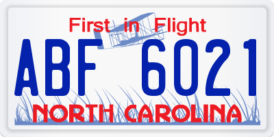 NC license plate ABF6021
