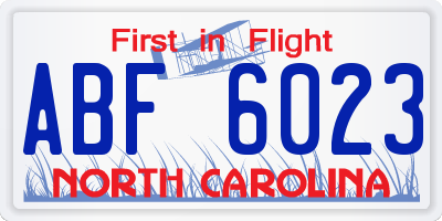 NC license plate ABF6023