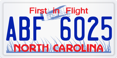 NC license plate ABF6025