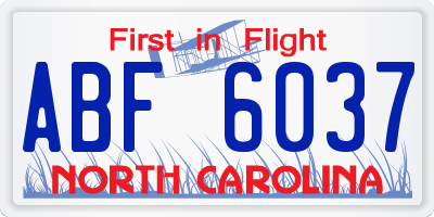 NC license plate ABF6037