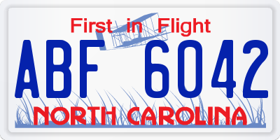 NC license plate ABF6042