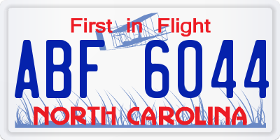 NC license plate ABF6044