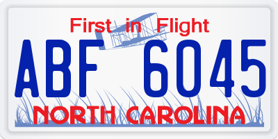 NC license plate ABF6045
