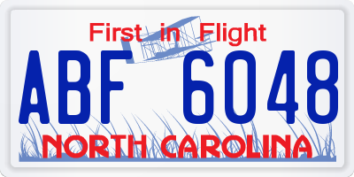 NC license plate ABF6048