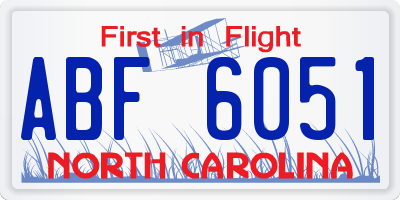 NC license plate ABF6051