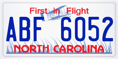NC license plate ABF6052