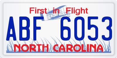 NC license plate ABF6053