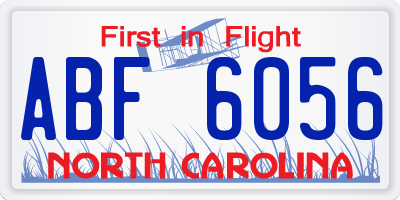 NC license plate ABF6056