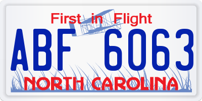 NC license plate ABF6063