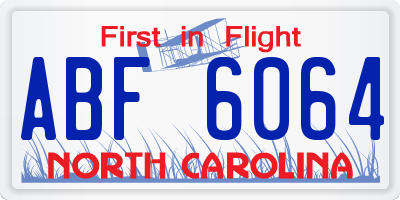 NC license plate ABF6064