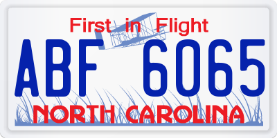 NC license plate ABF6065