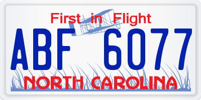 NC license plate ABF6077