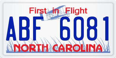 NC license plate ABF6081