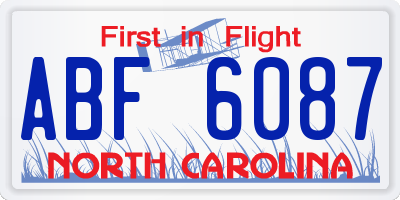 NC license plate ABF6087