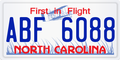 NC license plate ABF6088