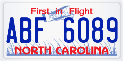 NC license plate ABF6089