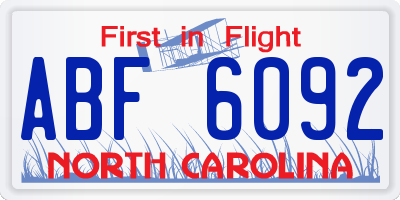 NC license plate ABF6092