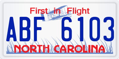 NC license plate ABF6103