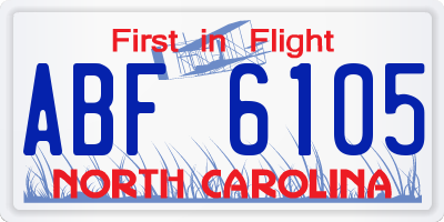 NC license plate ABF6105