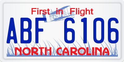 NC license plate ABF6106