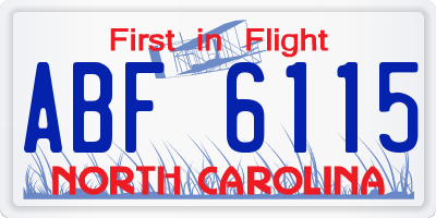 NC license plate ABF6115