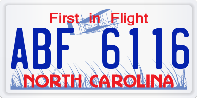 NC license plate ABF6116