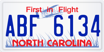NC license plate ABF6134