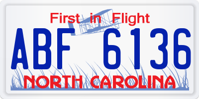 NC license plate ABF6136