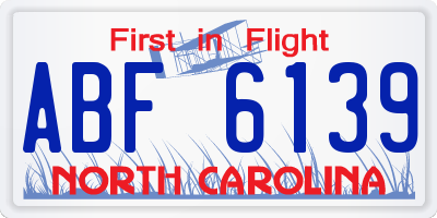 NC license plate ABF6139