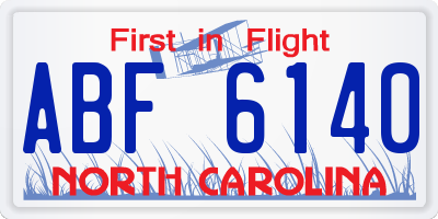 NC license plate ABF6140