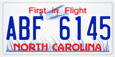 NC license plate ABF6145