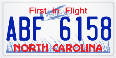 NC license plate ABF6158