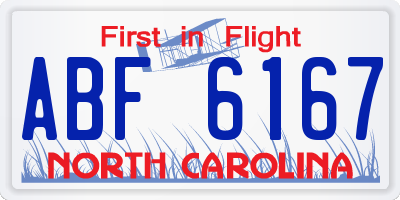 NC license plate ABF6167
