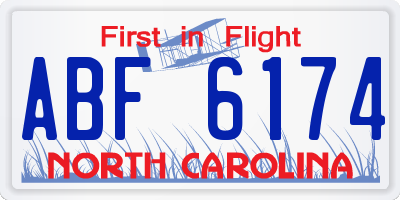 NC license plate ABF6174