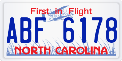 NC license plate ABF6178