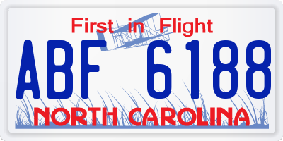 NC license plate ABF6188