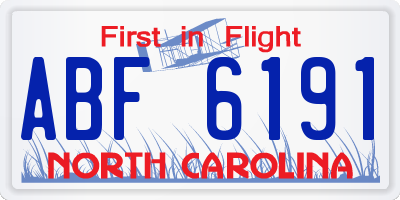NC license plate ABF6191